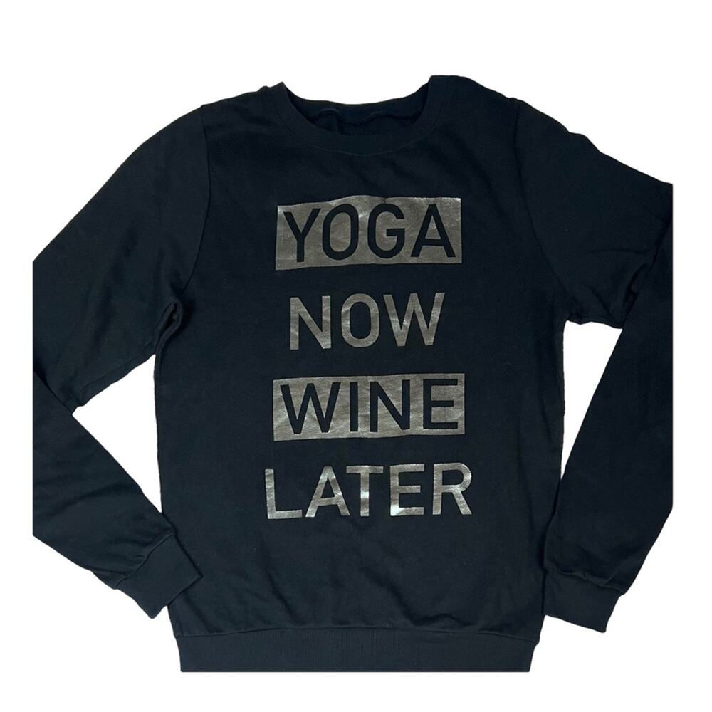 Project Karma Women's Black Long Sleeve Graphic Crew Neck Sweat Shirt Sz M